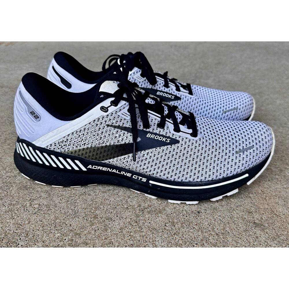 Brooks Adrenaline GTS 22 Men’s Running Shoes US 12 D White/Black Mesh